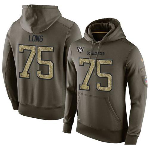 NFL Men's Nike Oakland Raiders #75 Howie Long Stitched Green Olive Salute To Service KO Performance Hoodie - Click Image to Close